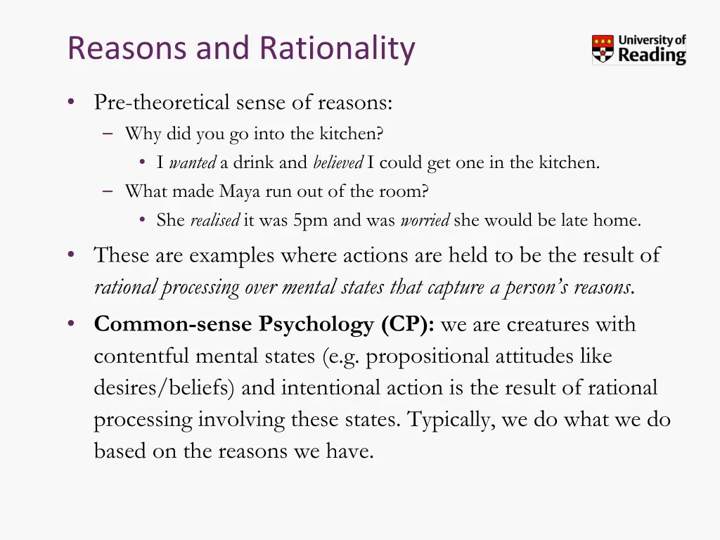 reasons and rationality
