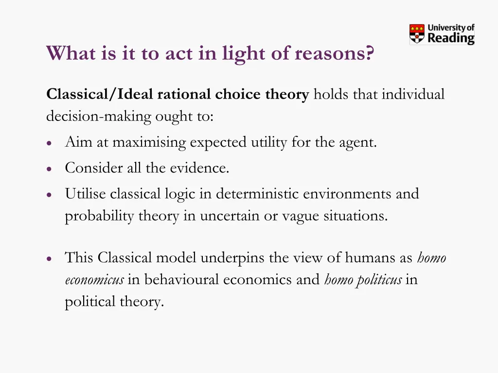 what is it to act in light of reasons