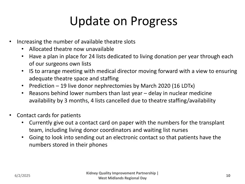 update on progress 5