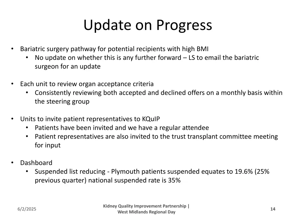 update on progress 9
