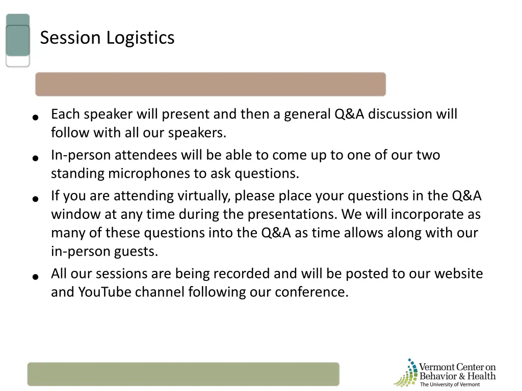 session logistics