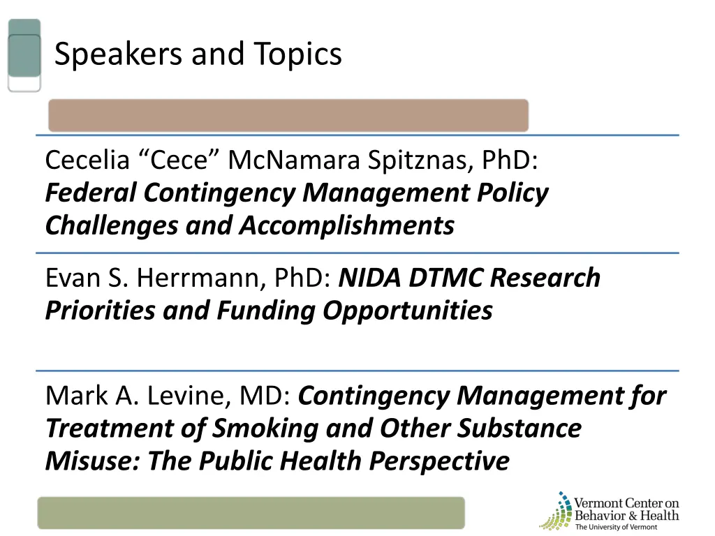 speakers and topics