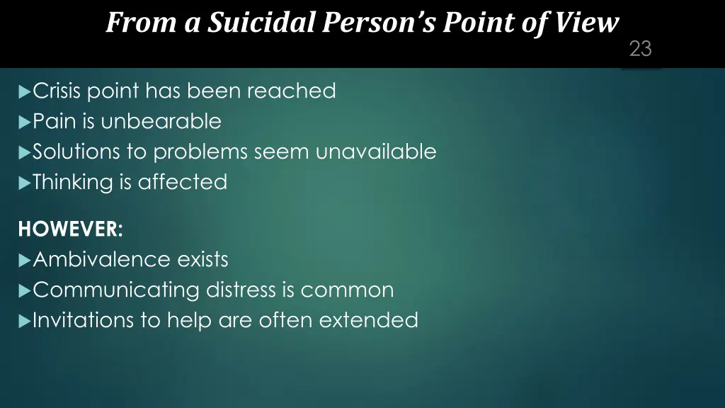 from a suicidal person s point of view