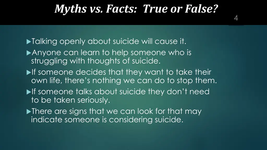 myths vs facts true or false