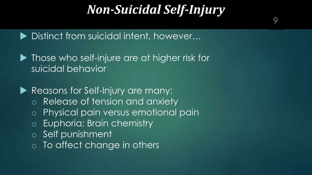 non suicidal self injury