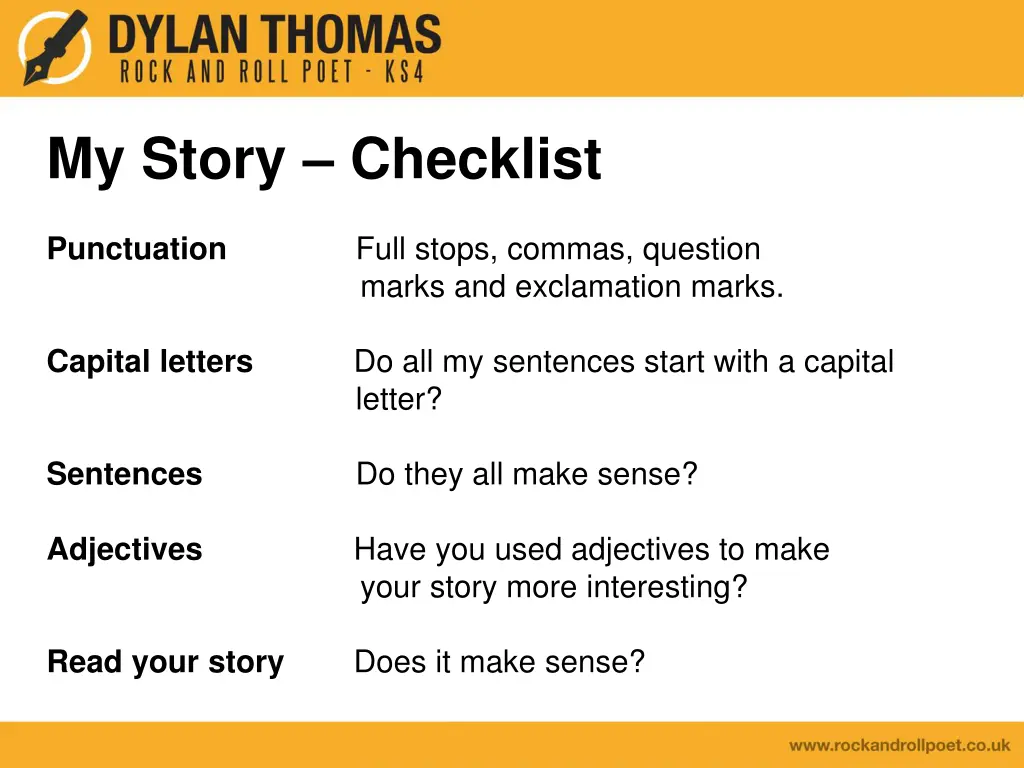 my story checklist