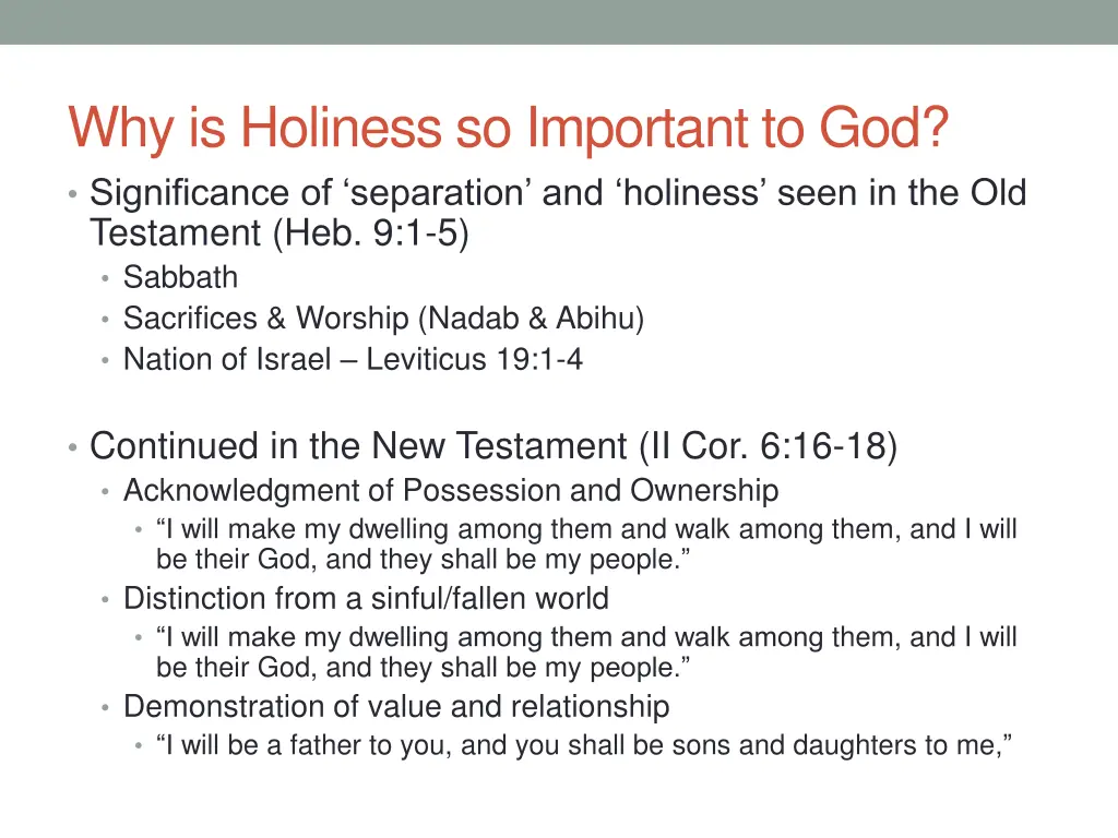 why is holiness so important to god significance