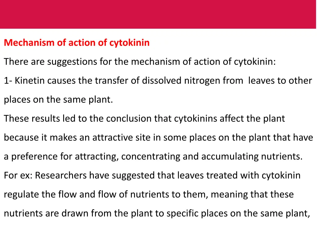 mechanism of action of cytokinin