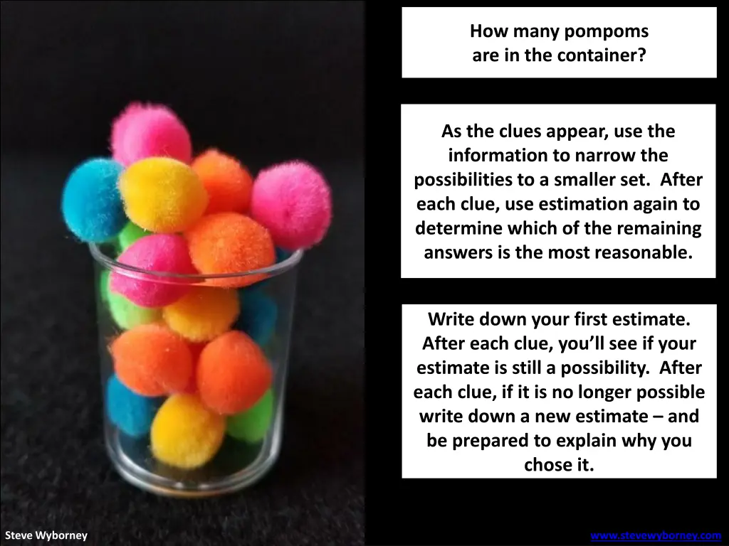 how many pompoms are in the container