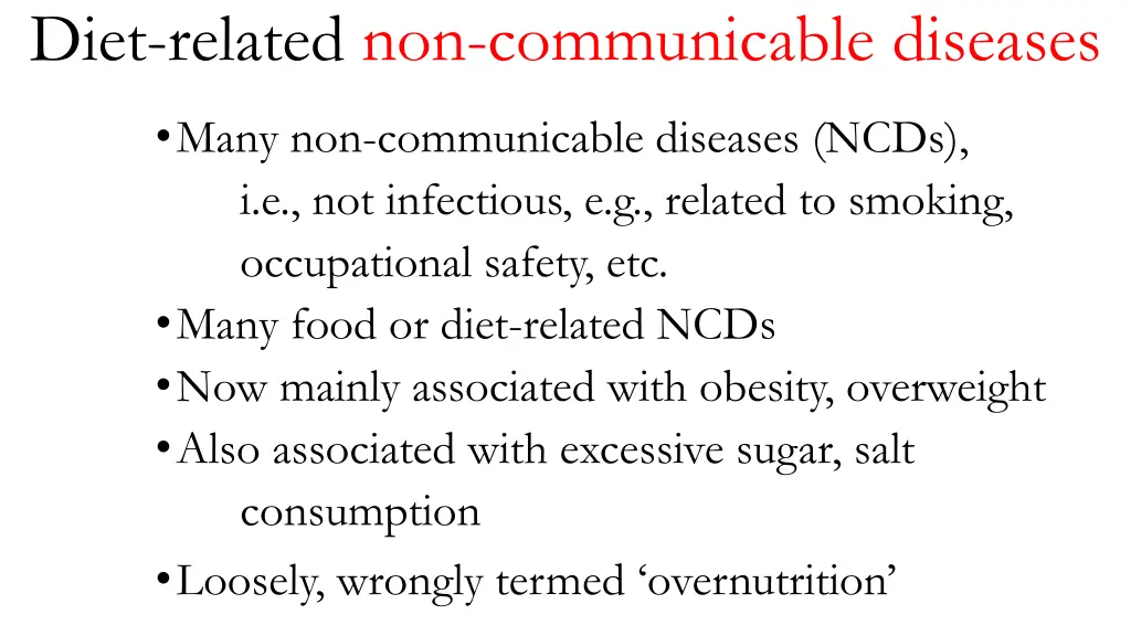 diet related non communicable diseases