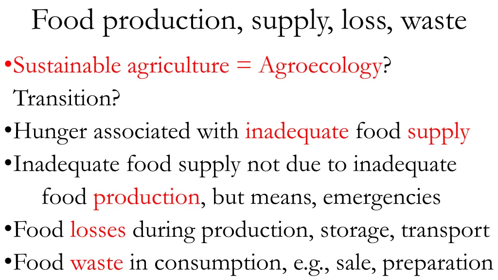 food production supply loss waste