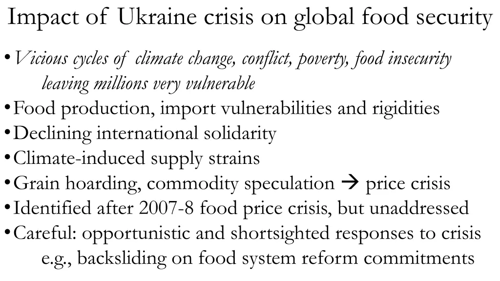 impact of ukraine crisis on global food security