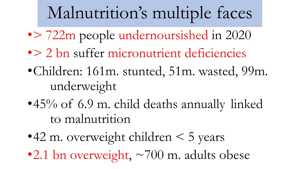 malnutrition s multiple faces 722m people