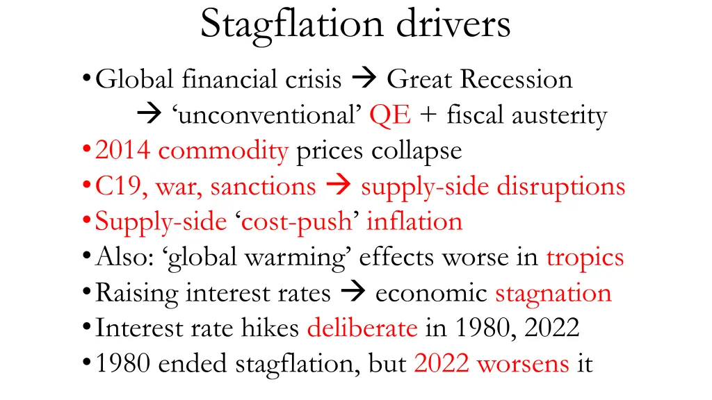 stagflation drivers global financial crisis great