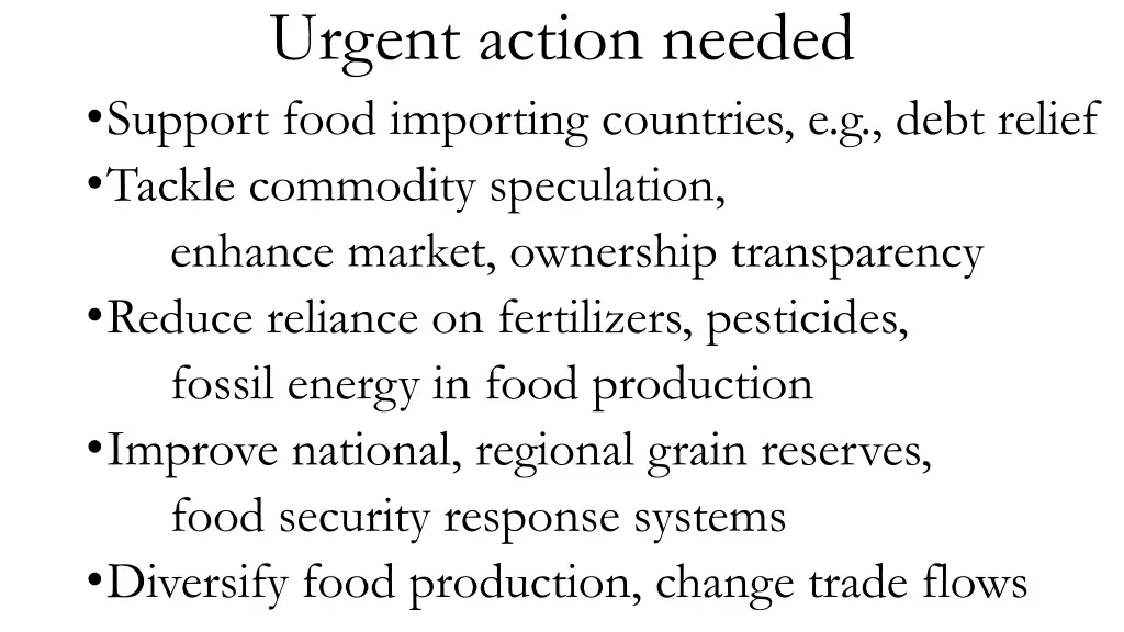 urgent action needed support food importing
