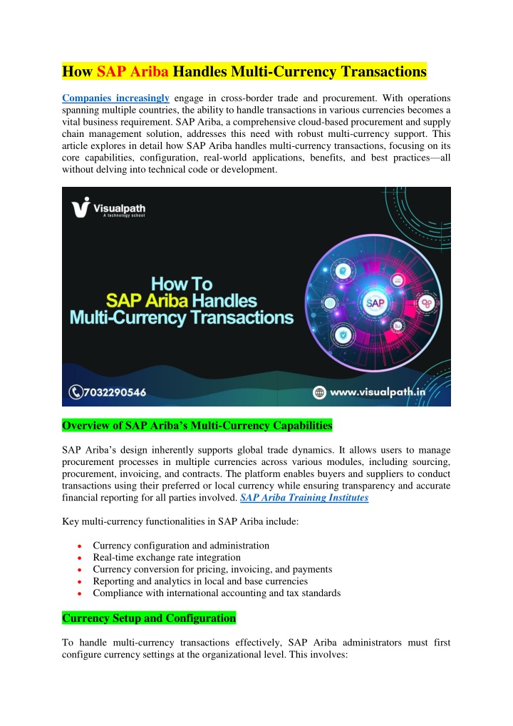 how sap ariba handles multi currency transactions