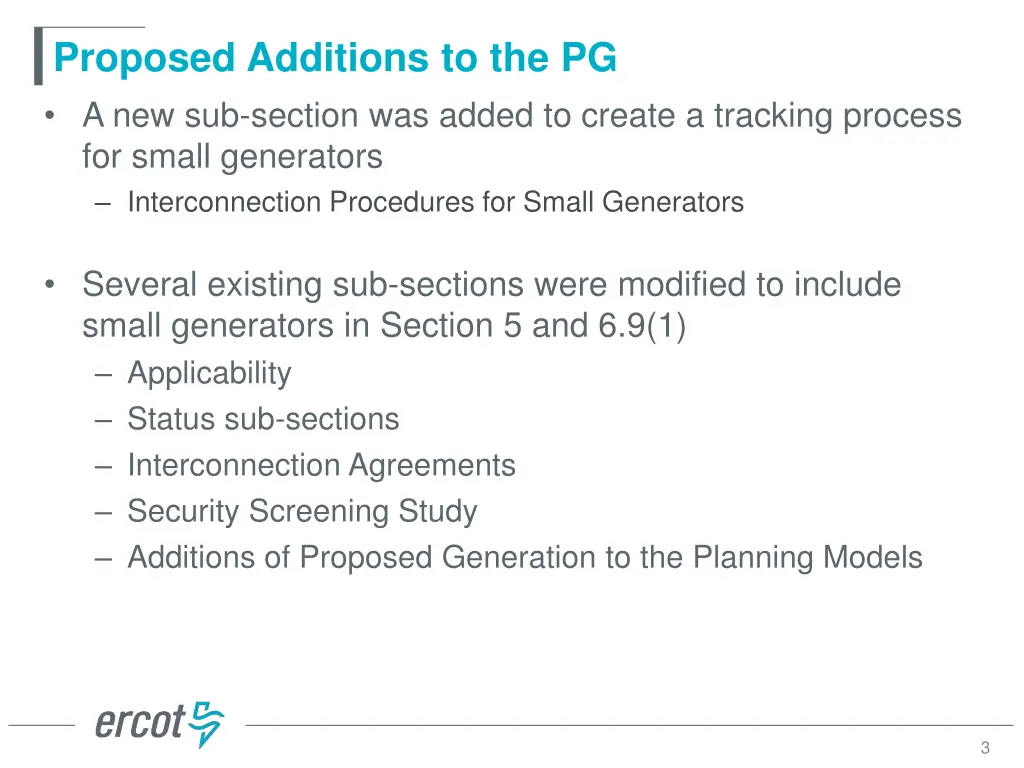 proposed additions to the pg a new sub section