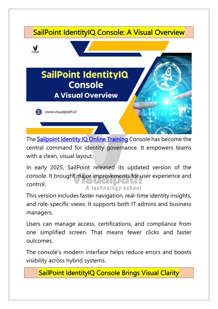 sailpoint identityiq console a visual overview