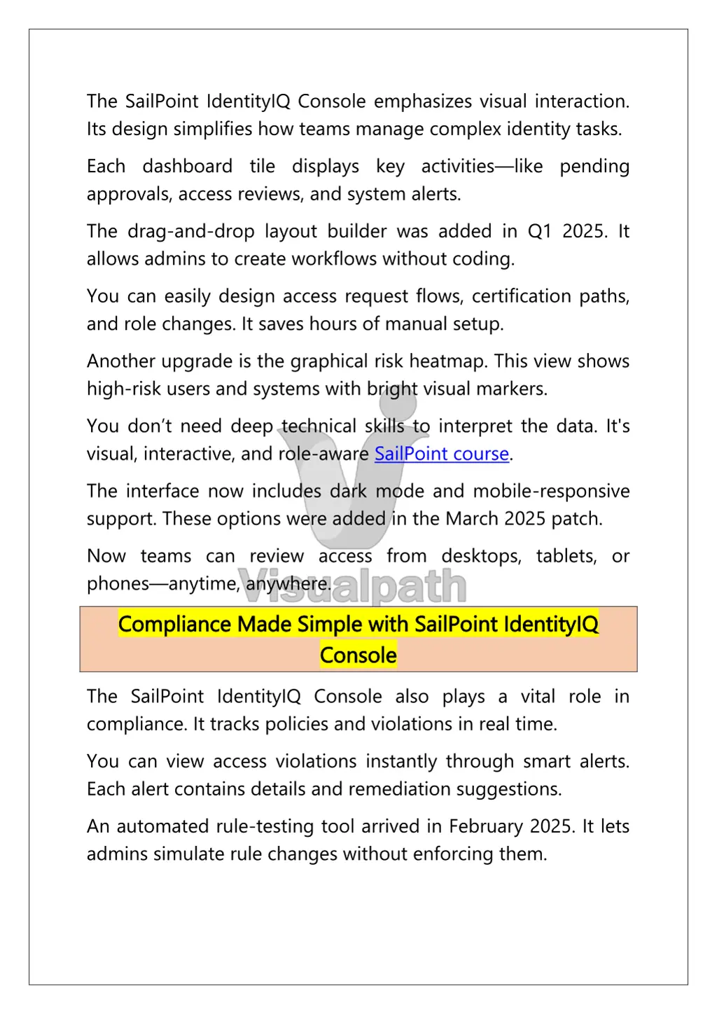 the sailpoint identityiq console emphasizes