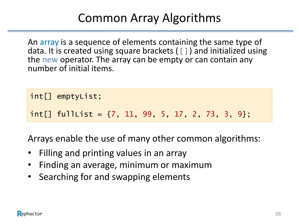 common array algorithms