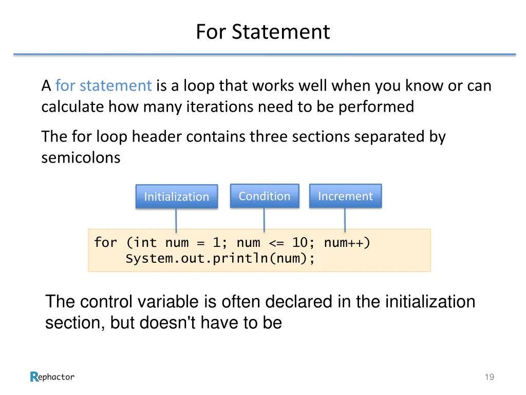 for statement