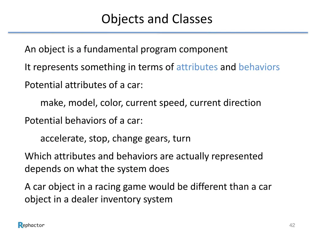 objects and classes