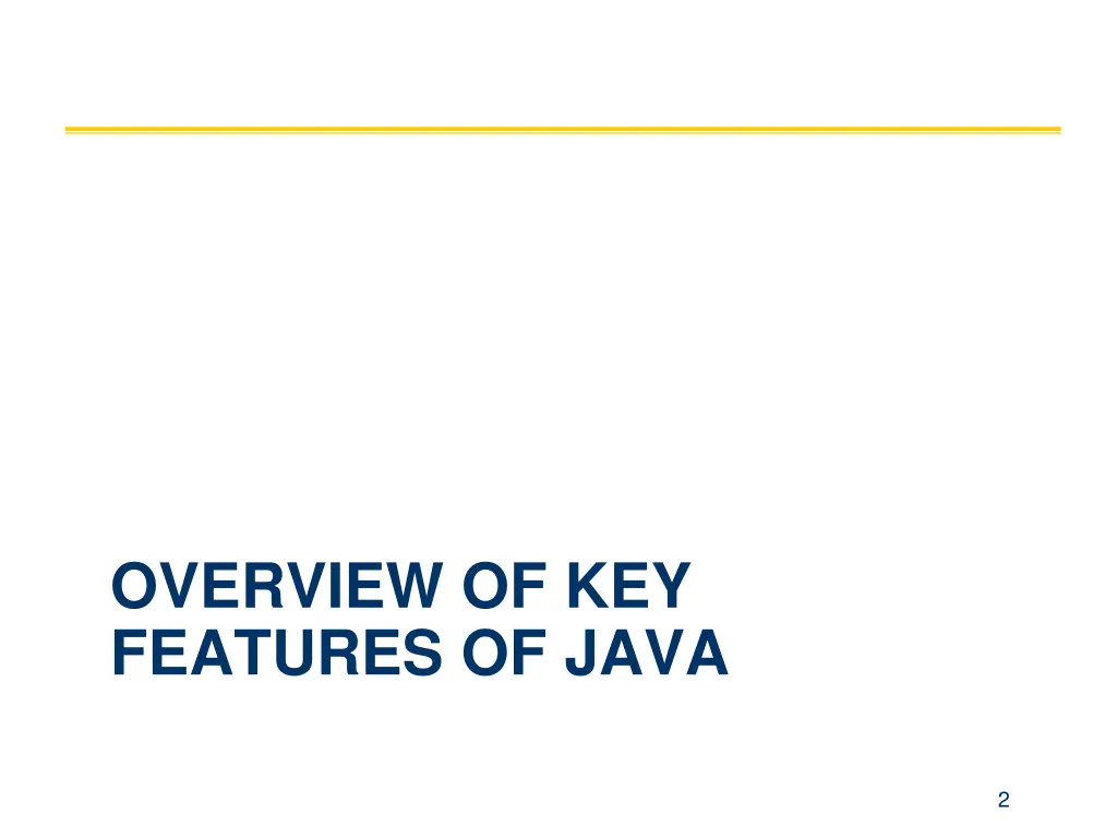 overview of key features of java