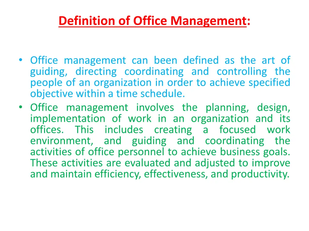 definition of office management