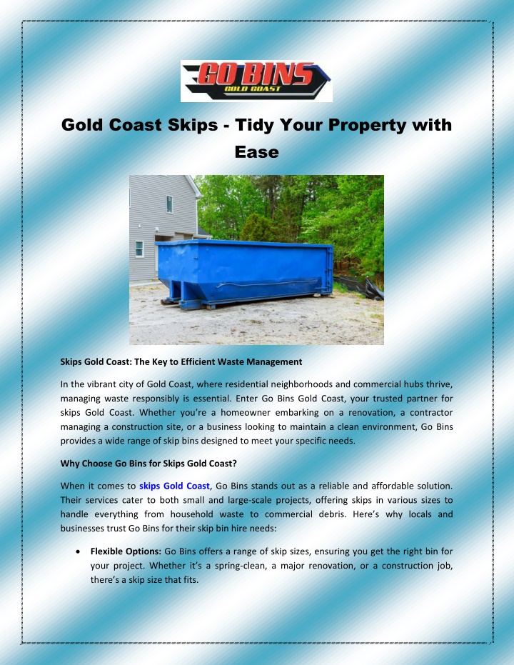 gold coast skips tidy your property with ease