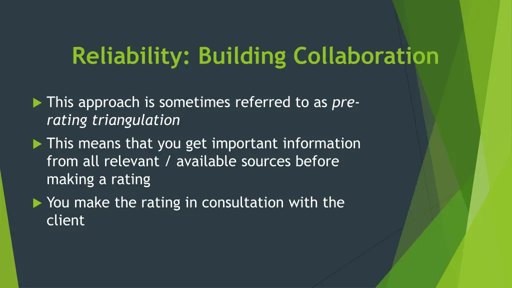 reliability building collaboration
