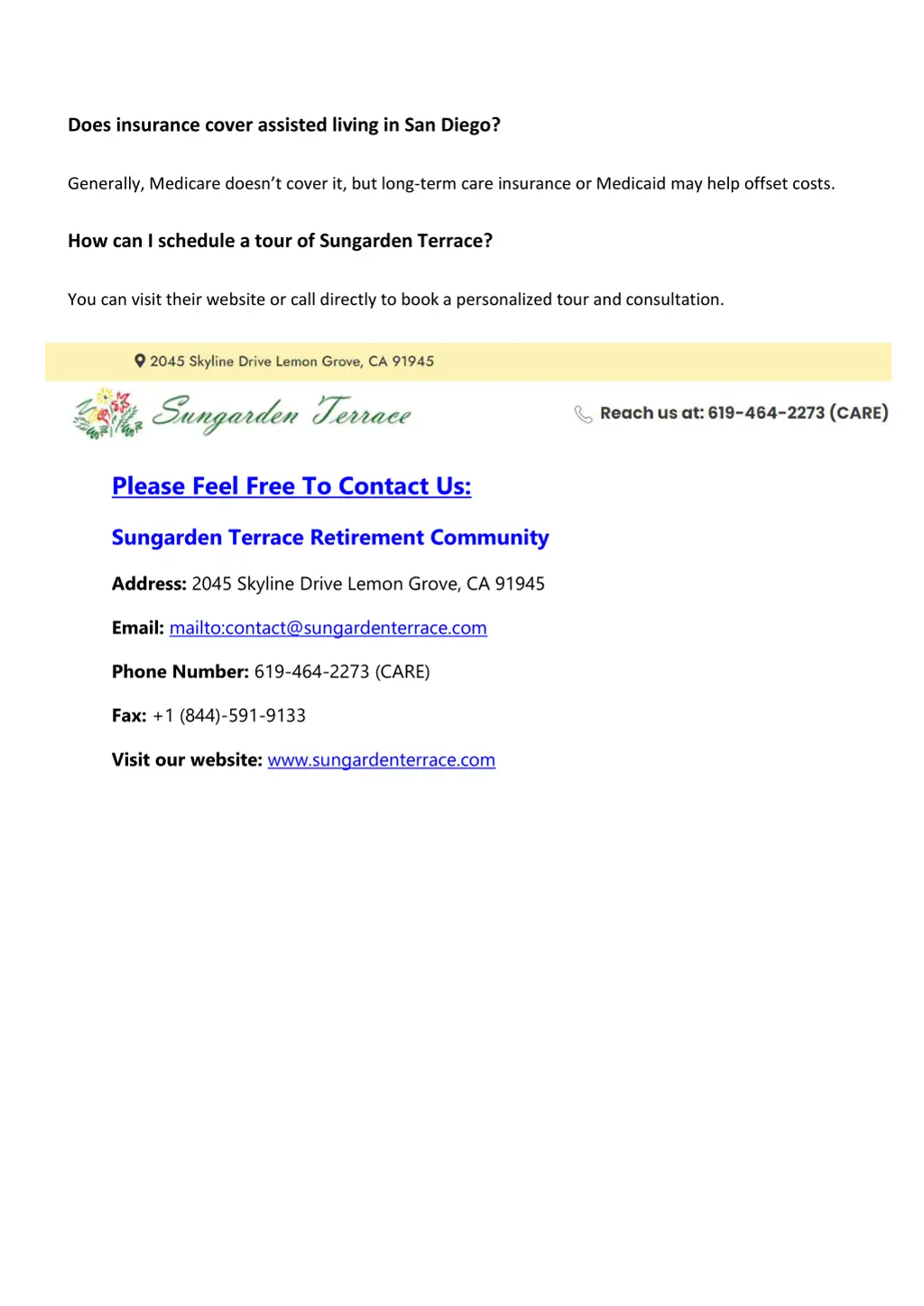 does insurance cover assisted living in san diego