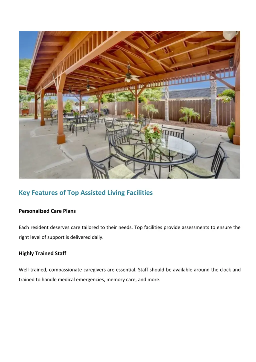 key features of top assisted living facilities