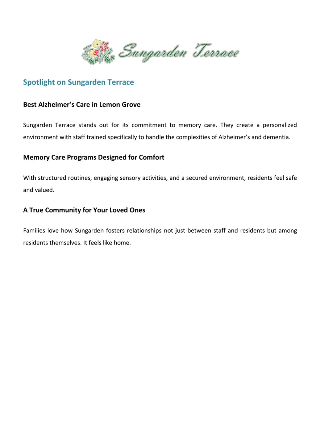spotlight on sungarden terrace