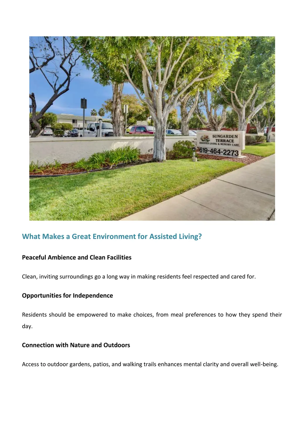 what makes a great environment for assisted living