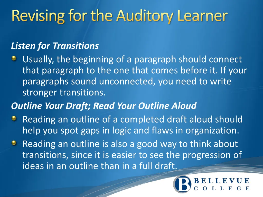 revising for the auditory learner 1