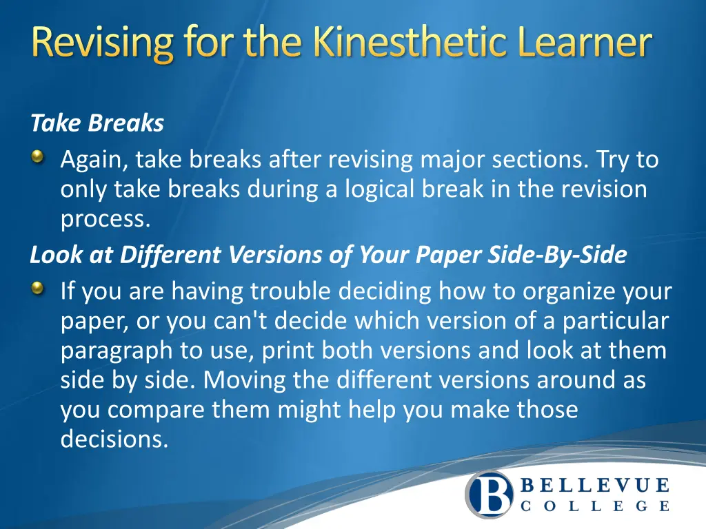 revising for the kinesthetic learner 1