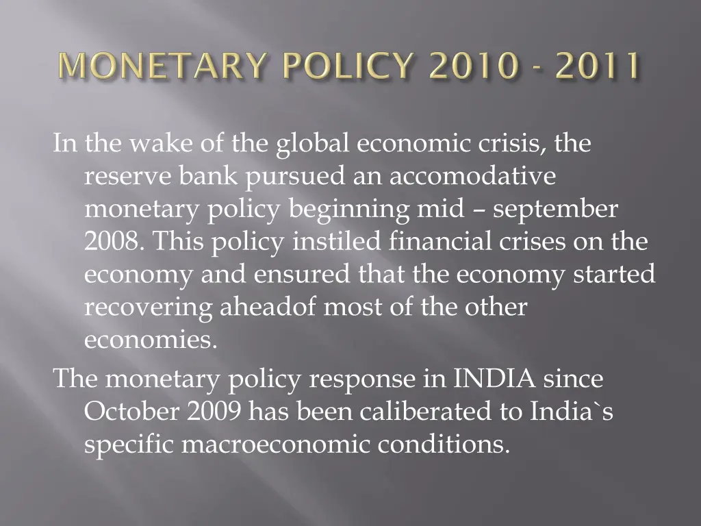 in the wake of the global economic crisis