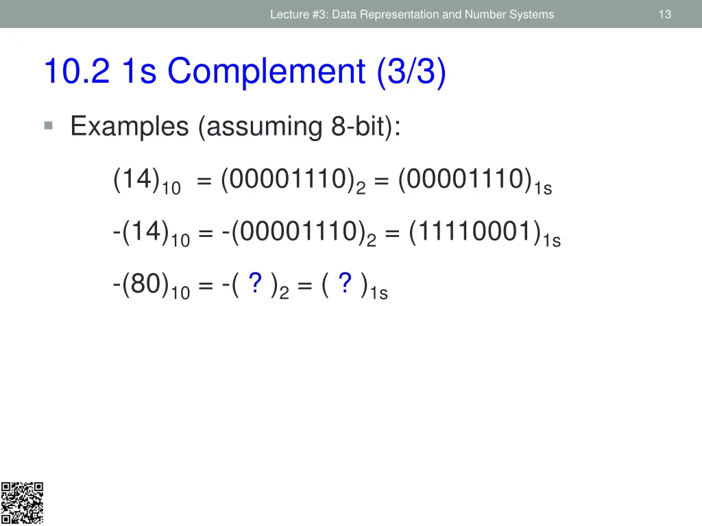 lecture 3 data representation and number systems 10