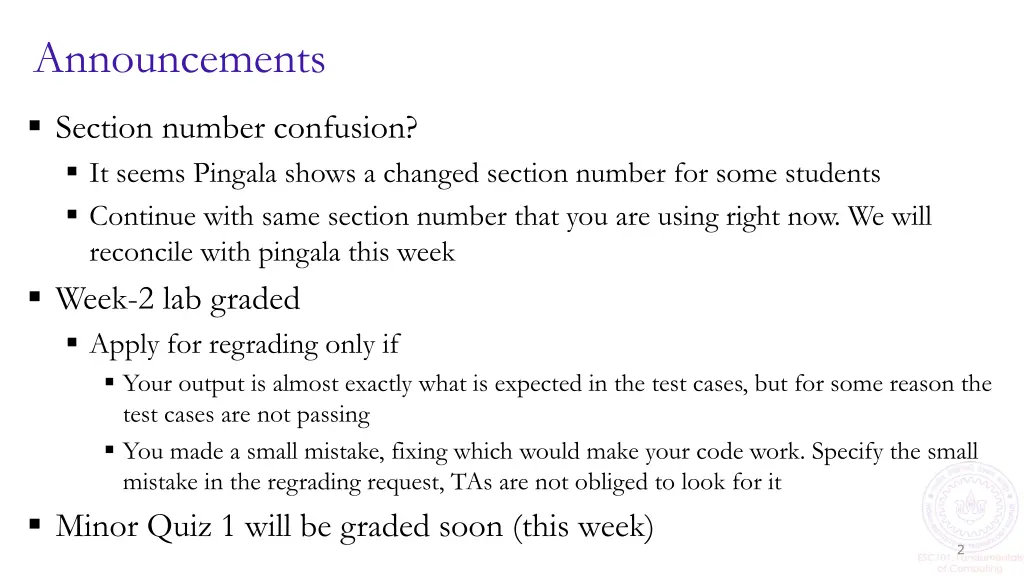 announcements