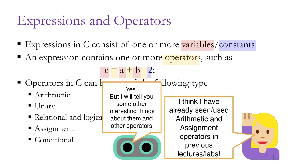 expressions and operators