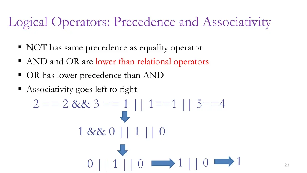 logical operators precedence and associativity