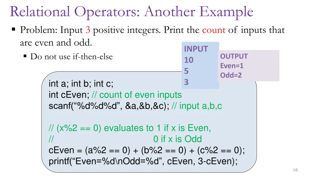 relational operators another example problem