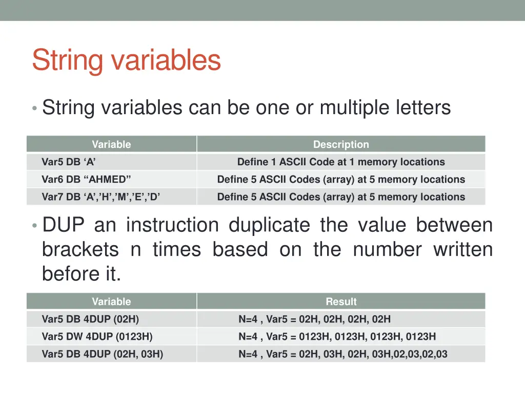 string variables