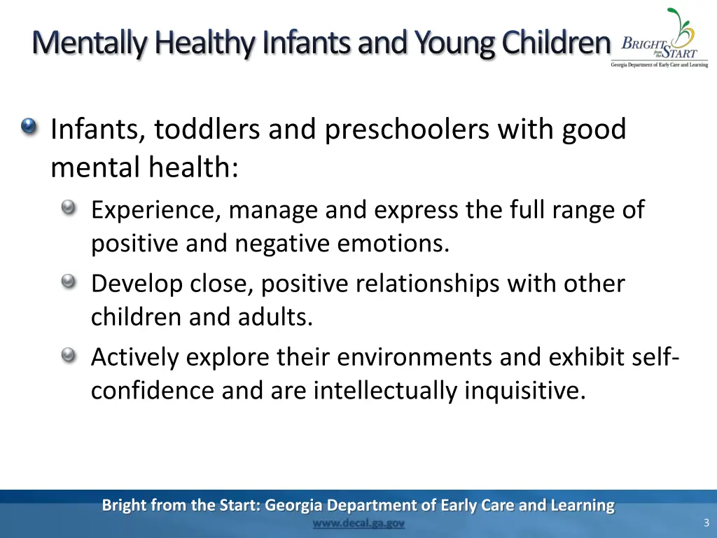 mentally healthy infants and young children 1
