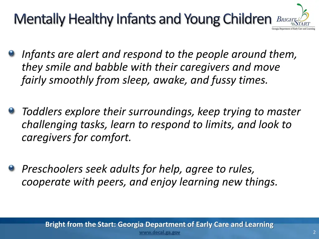 mentally healthy infants and young children