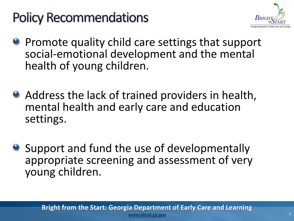 policy recommendations