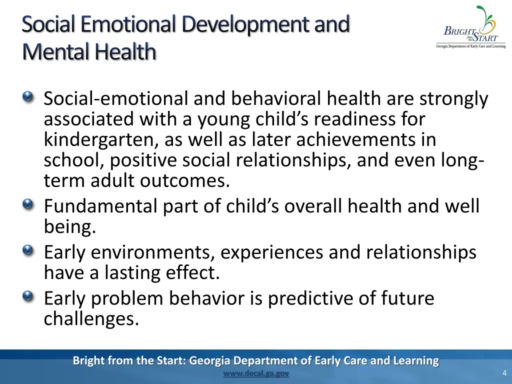 social emotional development and mental health