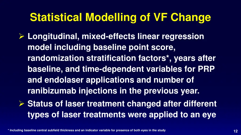 statistical modelling of vf change