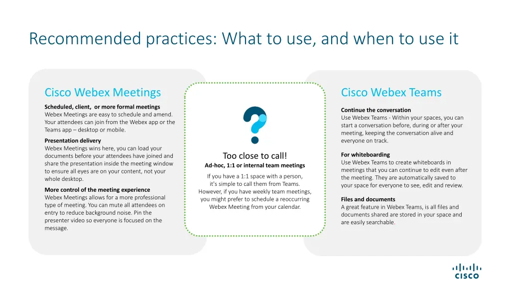 recommended practices what to use and when