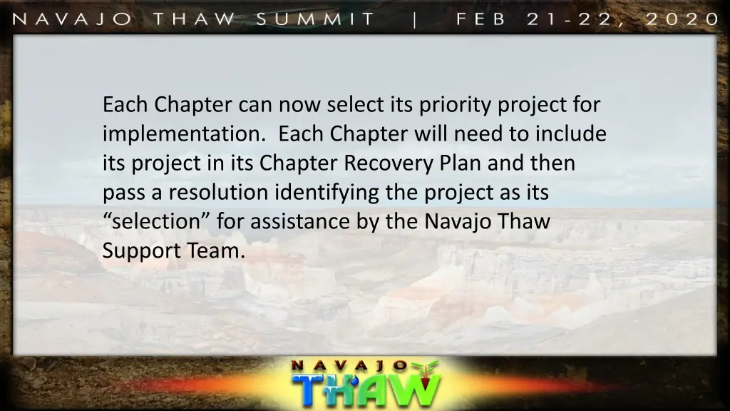 each chapter can now select its priority project